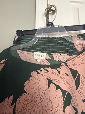 Before You Green & mauve Floral Midi Skirt